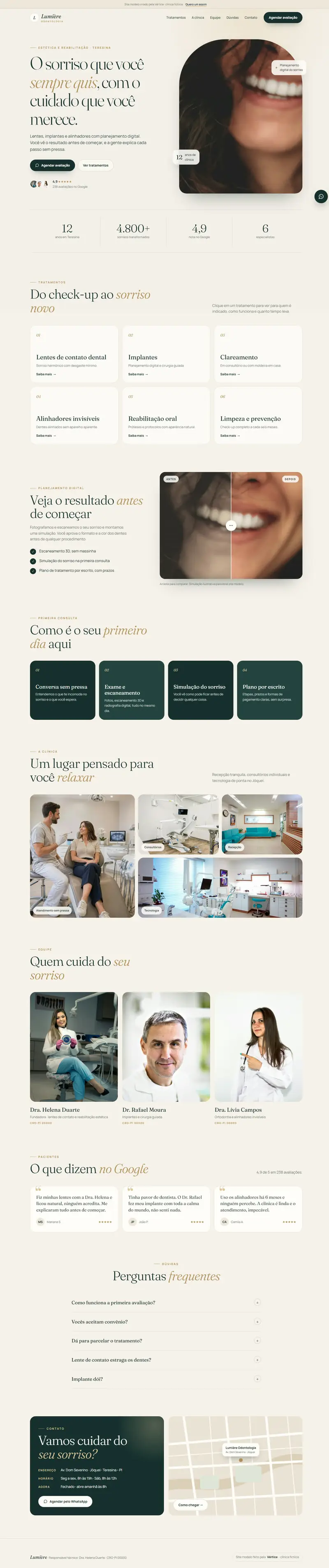Site da Lumière Odontologia rolando no computador